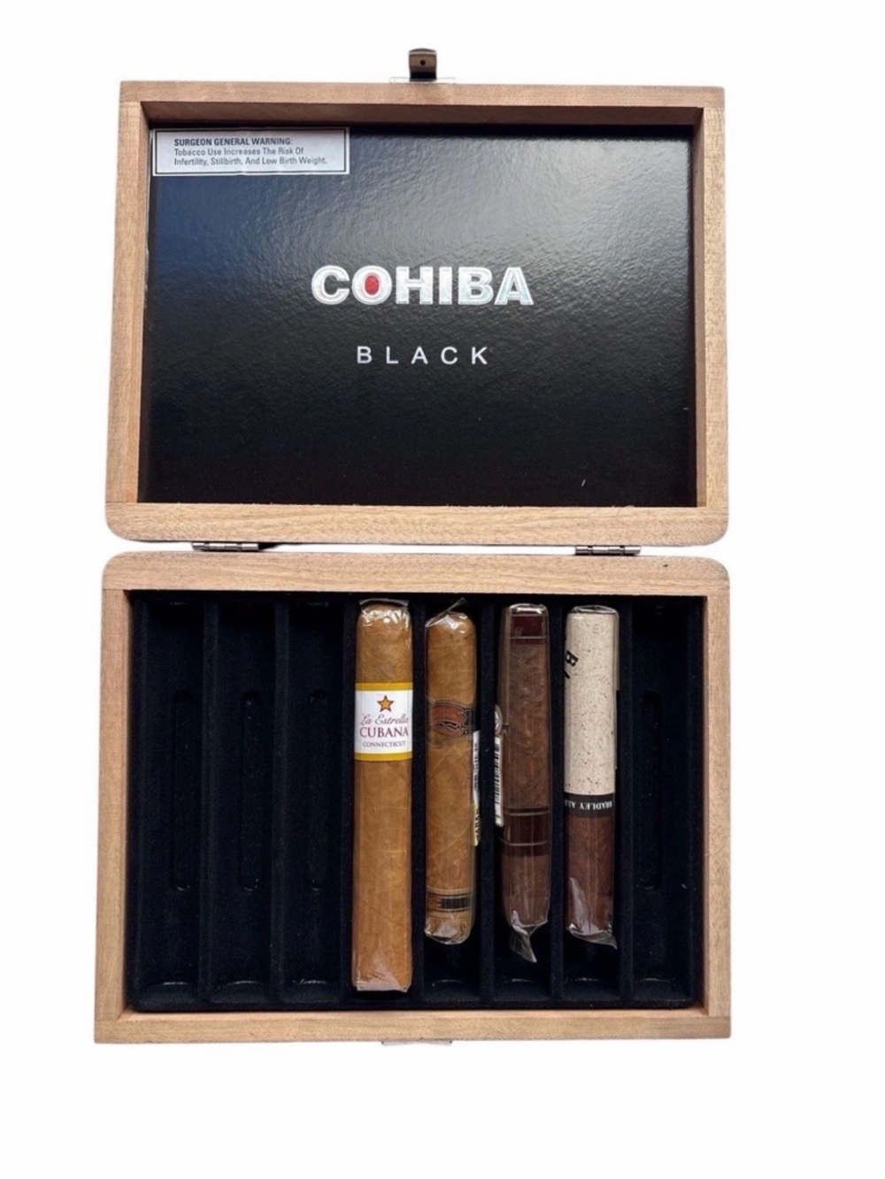 🔥Black Wooden Cigar Humidor Case - Black Interior🔥